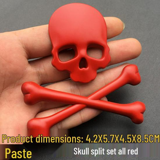 3D Metal Skull Car Emblem: Halloween Harley Hood, Tail, and Side Sticker