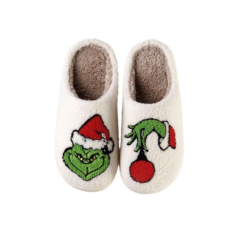Neues Zuhause Weihnachten Grinch warme Winter Baumwollpantoffeln Paar Männer und Frauen dicksohlige weichsohlige Schuhe dick rutschfest niedlich