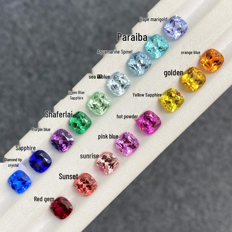 

Лабораторно созданные рубины и сапфиры квадратной огранки «кушон» Pink Blue