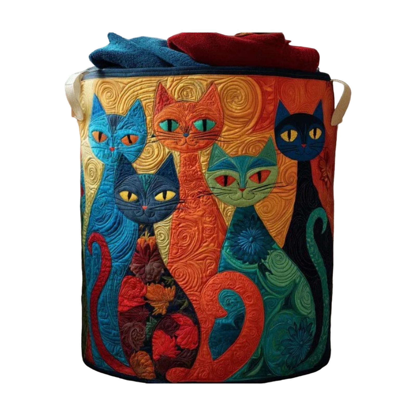 

Quilted Laundry Storage Basket Medium Size 16X22 Inches Fabric Storage Bin with Handles for Clothes Toys and Household Items One Size