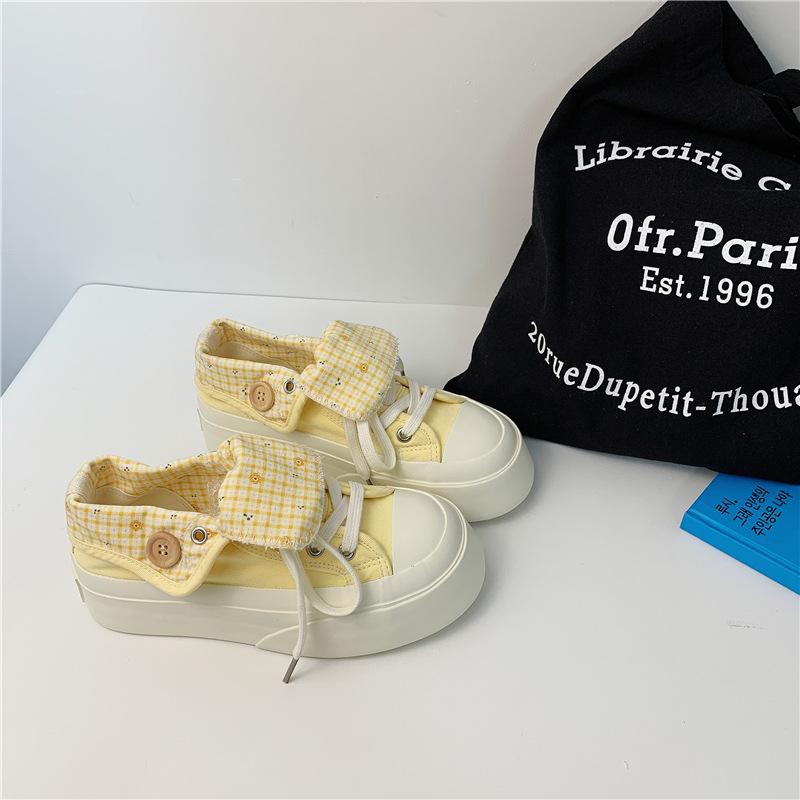 Korean Flip-top White Shoes for Women's Summer 2025 New Fashion Versatile Sports Leisure Lightweight Low-top Canvas Shoes