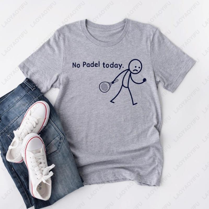 No Padel Today Fun Doodle Style Printed Unisex Cotton TShirt Paddle Tennis Gift for Him Creative Unique Trend Sport Casual Tops