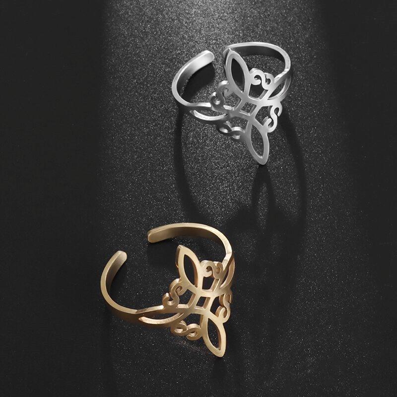 Women Witch Knot Ring Stainless Steel Adjustable Irish Celtic Knot Amulet Jewelry Supernatural Opening Witchcraft