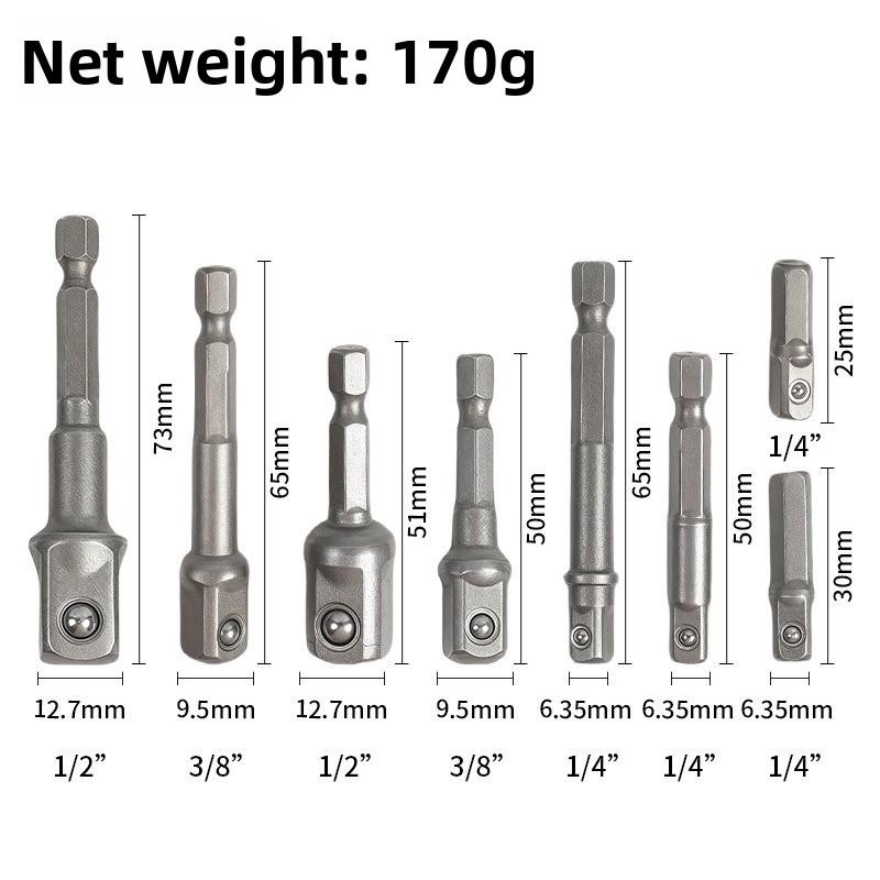 Adapte Natural Hexagonal Handle Extension Rod for 1/2 Screwdriver 3/8 Square Head 1/4 Socket Power Tool Accessories