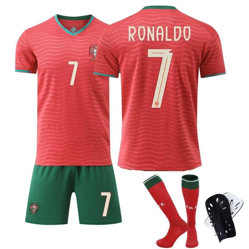 Dětské fotbalové vybavení 2526 Sezóna Portugalsko Domácí 7 Ronaldo Dres Červená Fotbalová souprava