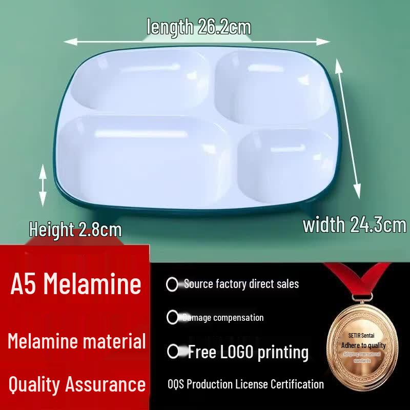 HANDUNYOU Commercial Melamine 4-Compartment Serving Plate