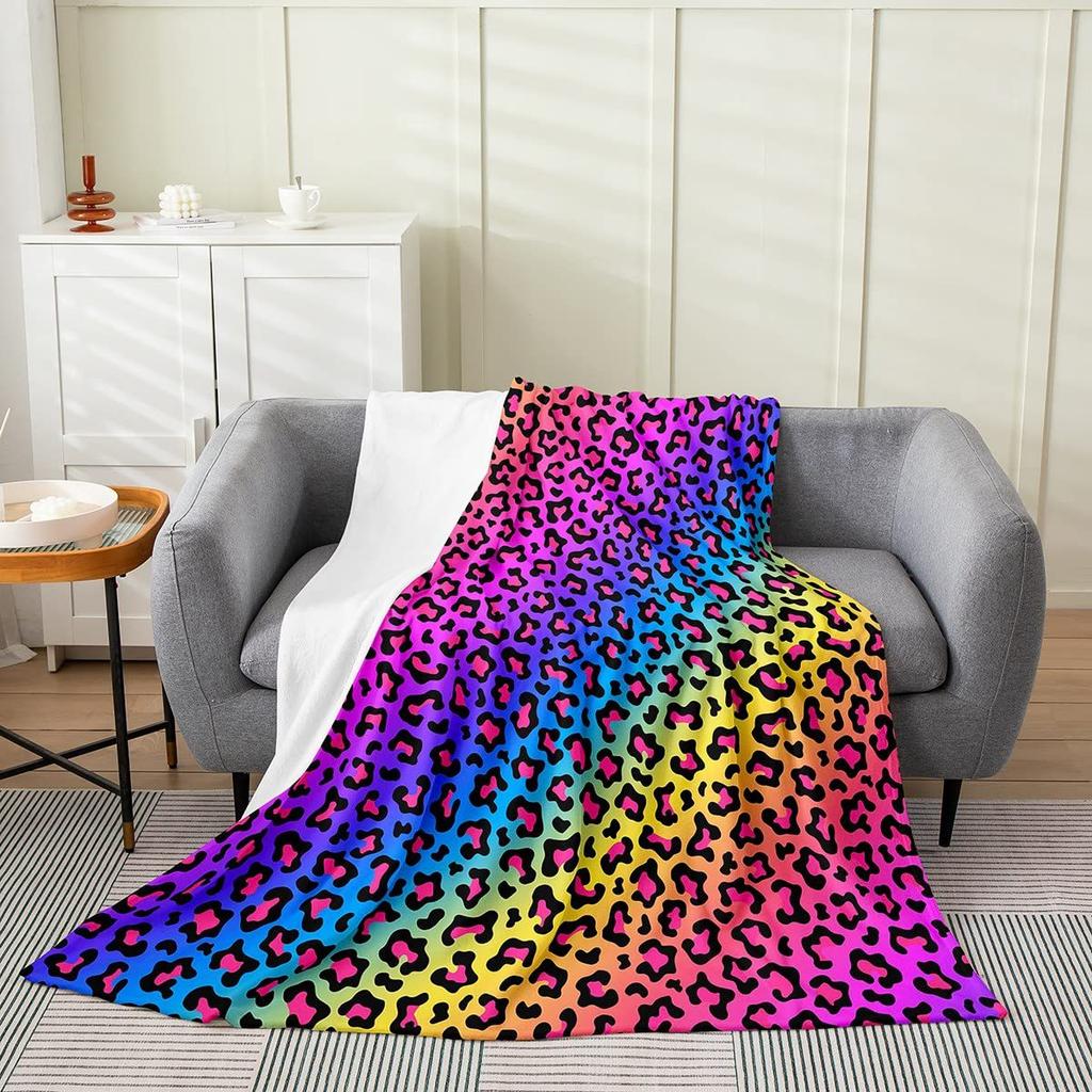 Farbe Leopardenmuster Digitaldruck Decke Damen Erwachsene Flanelldecke Wildleder-Muster Bett Sofa Decke