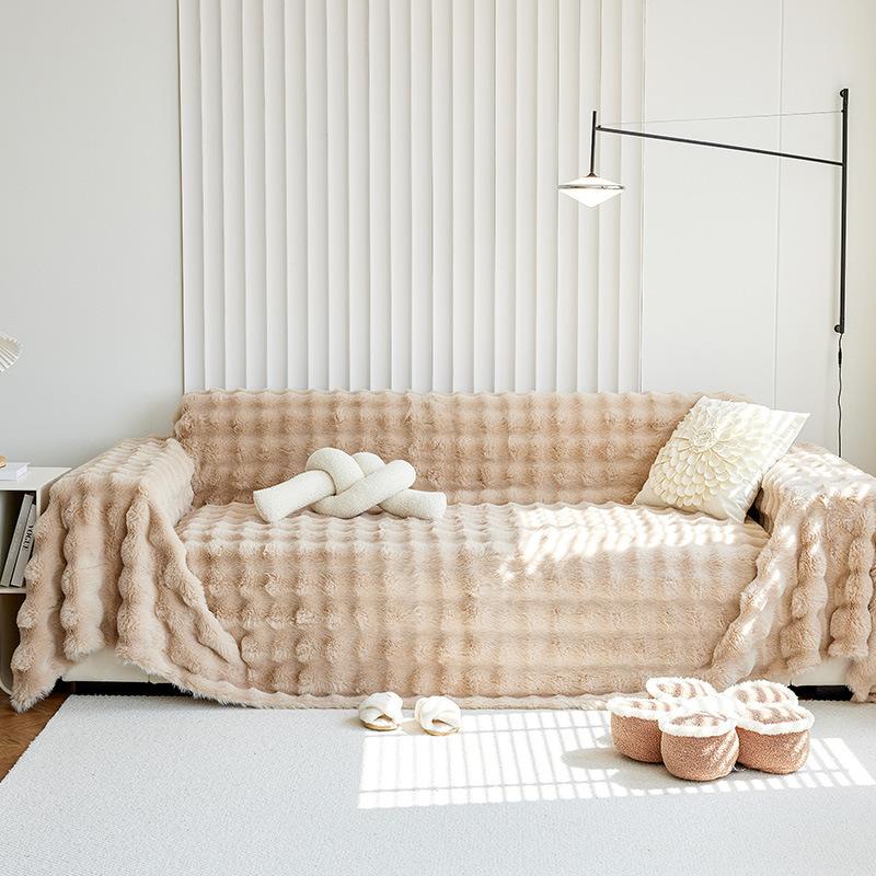 

Чехол для дивана Ins Style, зимнее плюшевое полотенце для дивана, высококачественное полотенце для дивана в кремовом стиле, чехол для дивана, все включено 180*460cm