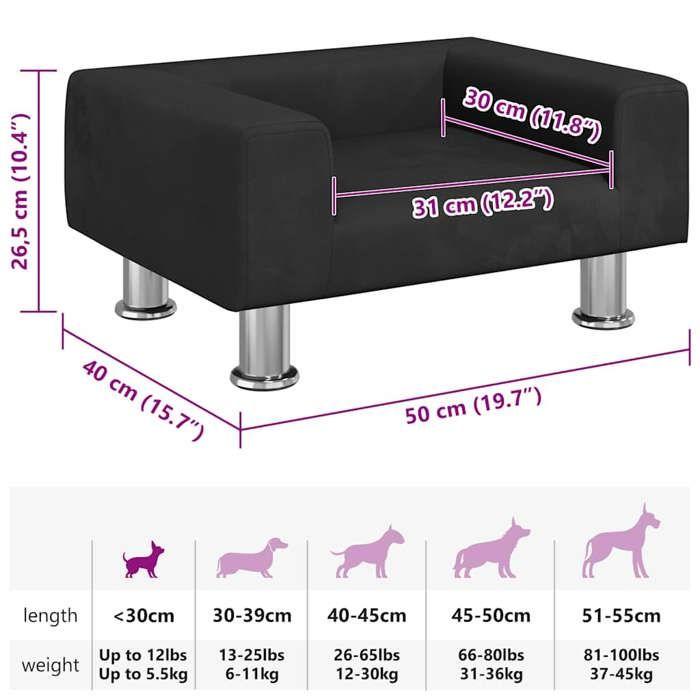VidaXL Lit pour chien noir 50x40x26,5 cm velours 171929