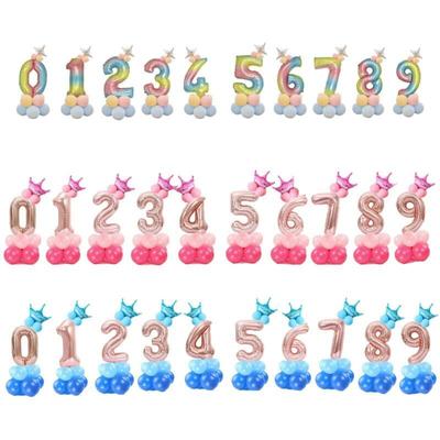 Combination Set Aluminum Film Balloon Birthday Decoration Wedding Decorations Number Balloon Tower