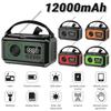 12000mAh Emergency Weather Radio Flashlight Solar Hand Crank Portable Emergency Radio Reading Lamp SOS Alarm for Outdoor Camping