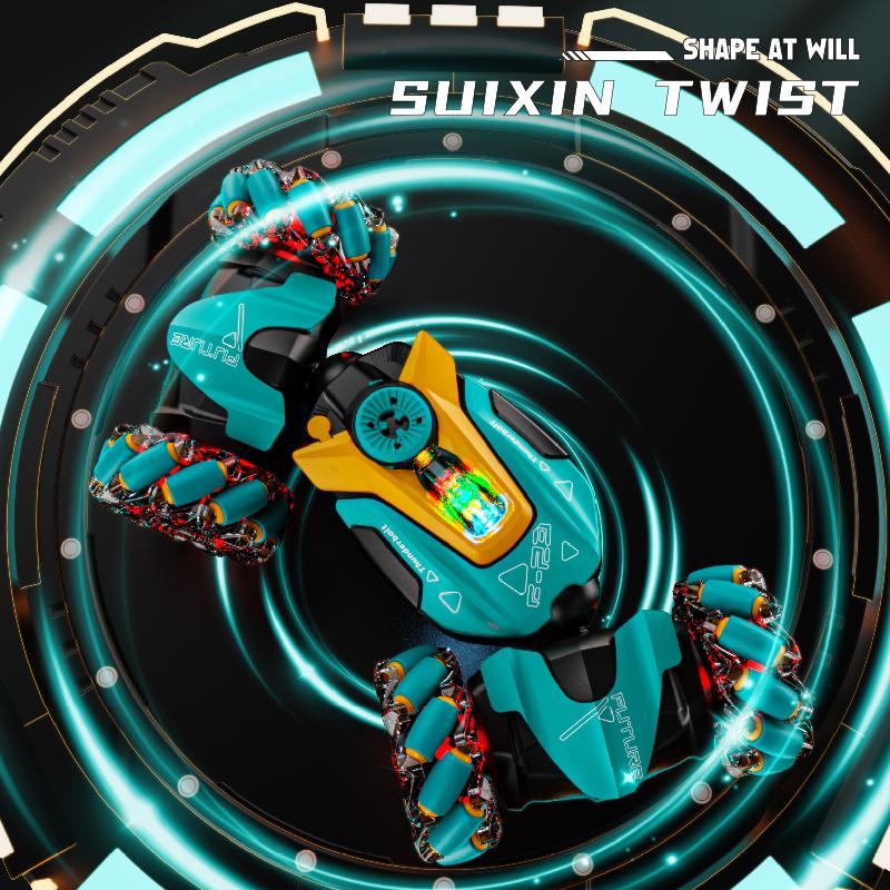 Stunt Car Remote Control Car 360° Rotating Cars Twist Car with Light & Music Car Toys for Kids Boys Age 4 -12 Years Old