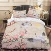 3D Crane Duvet Cover Vintage Chinoiserie Bedding Super King Bed Set, Soft Microfiber Comforter Cover Printed with Pillowcases