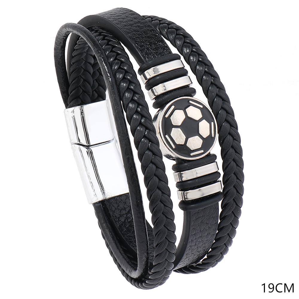 

Европейско-американский футбольный фанат Многослойный кожаный браслет с магнитной застежкой - Мужское памятное ювелирное изделие в подарок