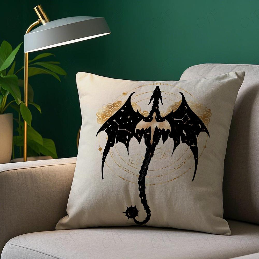 F-Fourth W-Wing Dragon Pillow Case Pillowcase Anti-dustmite Pillow Invisible Zipper Silky Short Plush Sofa Cushion Cover