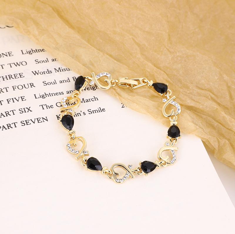 European and American Heart-Shaped Crystal Zircon Rhinestone Bracelet with Diamonds