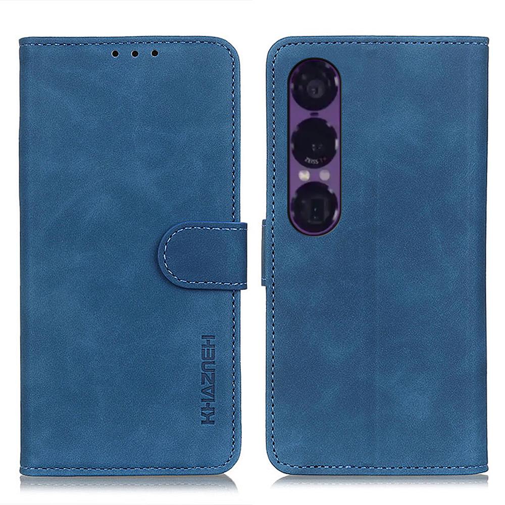 KHAZNEH Etui na Sony Xperia 1 VII Skórzane PU Tekstura Retro Pokrowiec na Telefon