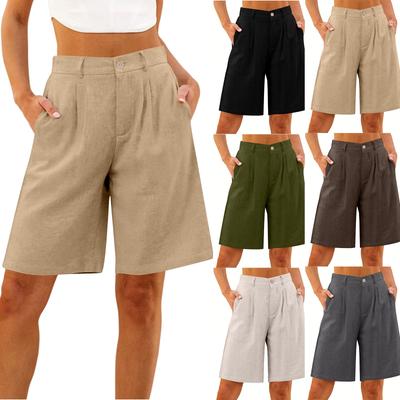 Shorts For Women Knee Length Dressy Wide Leg High Waisted Pull Womens Linen Pants Summer Casual
