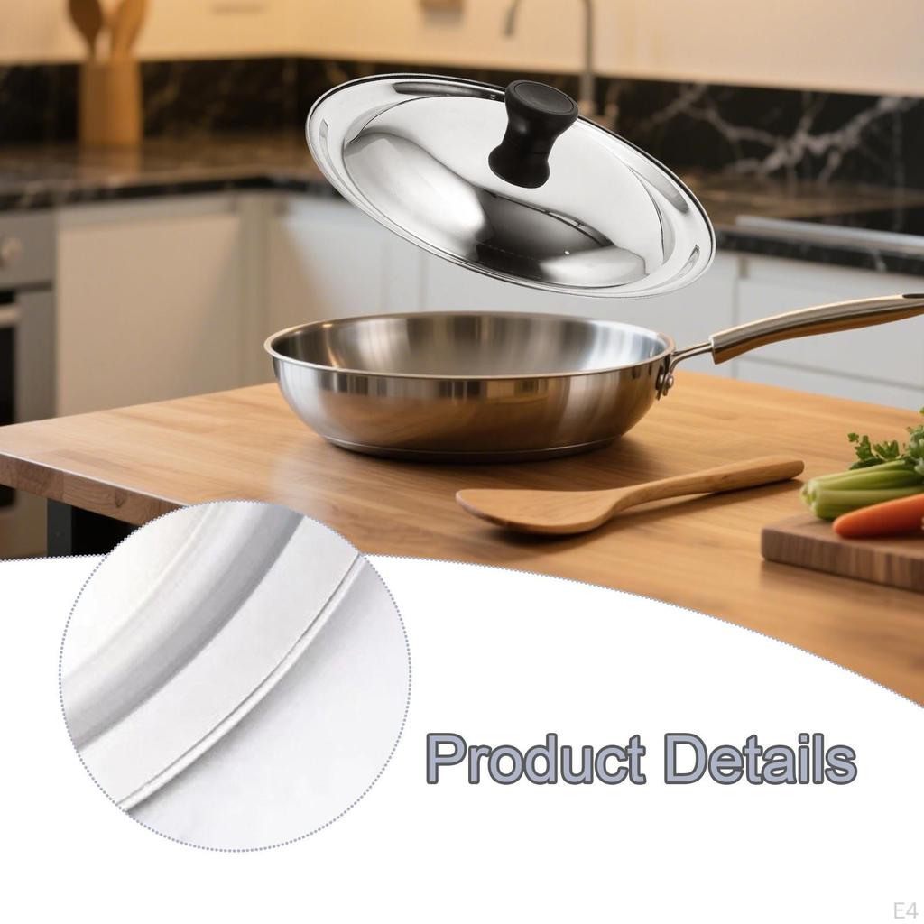 Heat Resistant Round Lid for Stainless Steel Skillet, Universal Cooking Cover with Knob