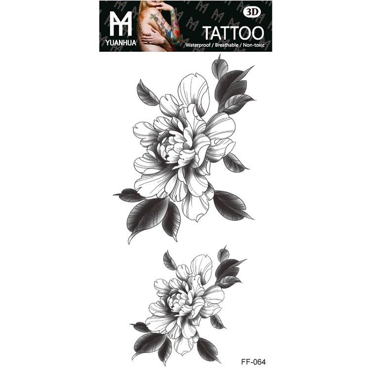 Plain Flower Bohemian Blue Rose Mermaid Waterproof Tattoo Sticker Simulation Water Transfer Sample Sticker