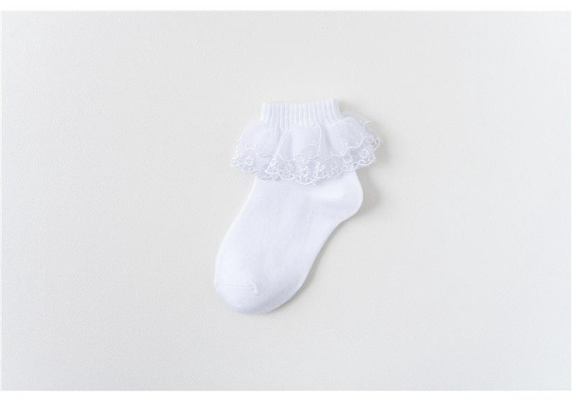 Girls Breathable Cotton Dance Socks – White Lace, Competition & Exam Ready M (4-6 years) белый