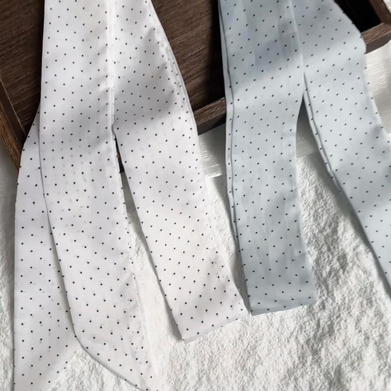 New Luxury Narrow Dot Print Short Silk Scarf for Woman Skinny Scarves Hair Band Lady Bag Tie Handle Ribbon Kerchief Hair Strip