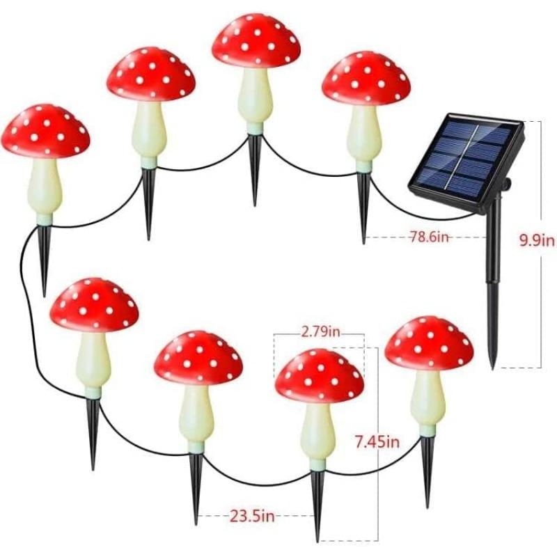 8-Pack/12-Pack/20-Pack Red Solar Mushroom Lamp, 8 Modes, Outdoor Waterproof, for Garden Decor, Christmas, Halloween, Yard, Lawn