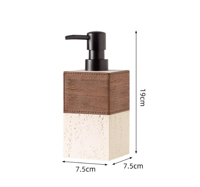 Sandstone Soap Dispenser, Bathroom Supplies, Shampoo Bottle, Container, Splicing Leather Wood Grain Decorative Lotion Bottle