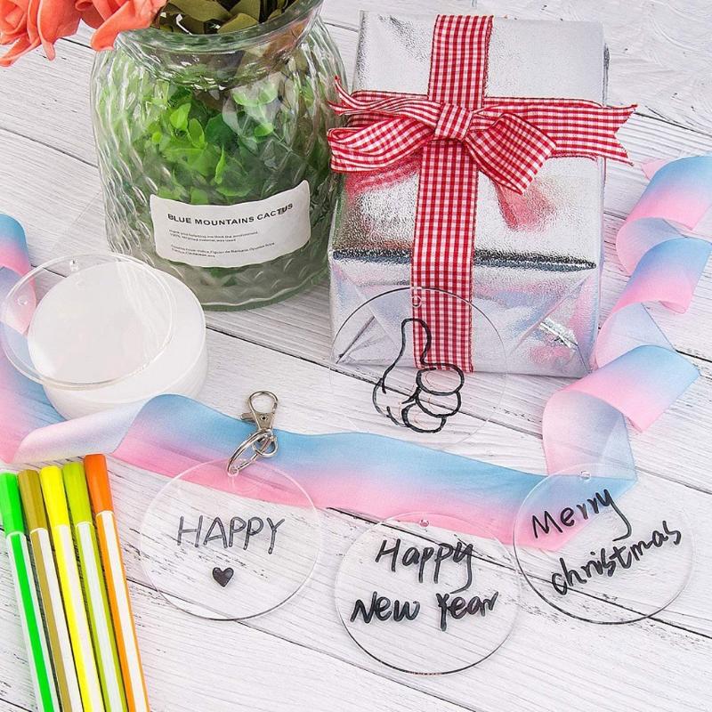 Personalized 50x 2'' Blank Clear Acrylic Rounds with Hole Transparent Acrylic Blank for DIY Project Craft Jewelry Making
