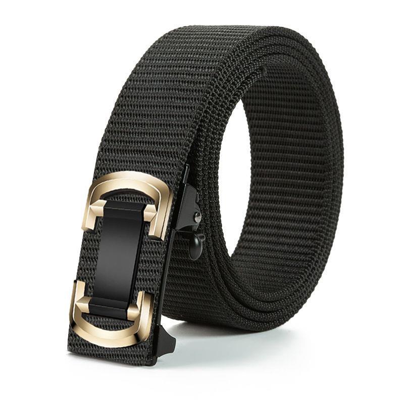 Men'S Toothless Automatic Buckle Woven Canvas Belt Belt Casual Nylon Tactical Pants Belt Military Training Outdoor Belt