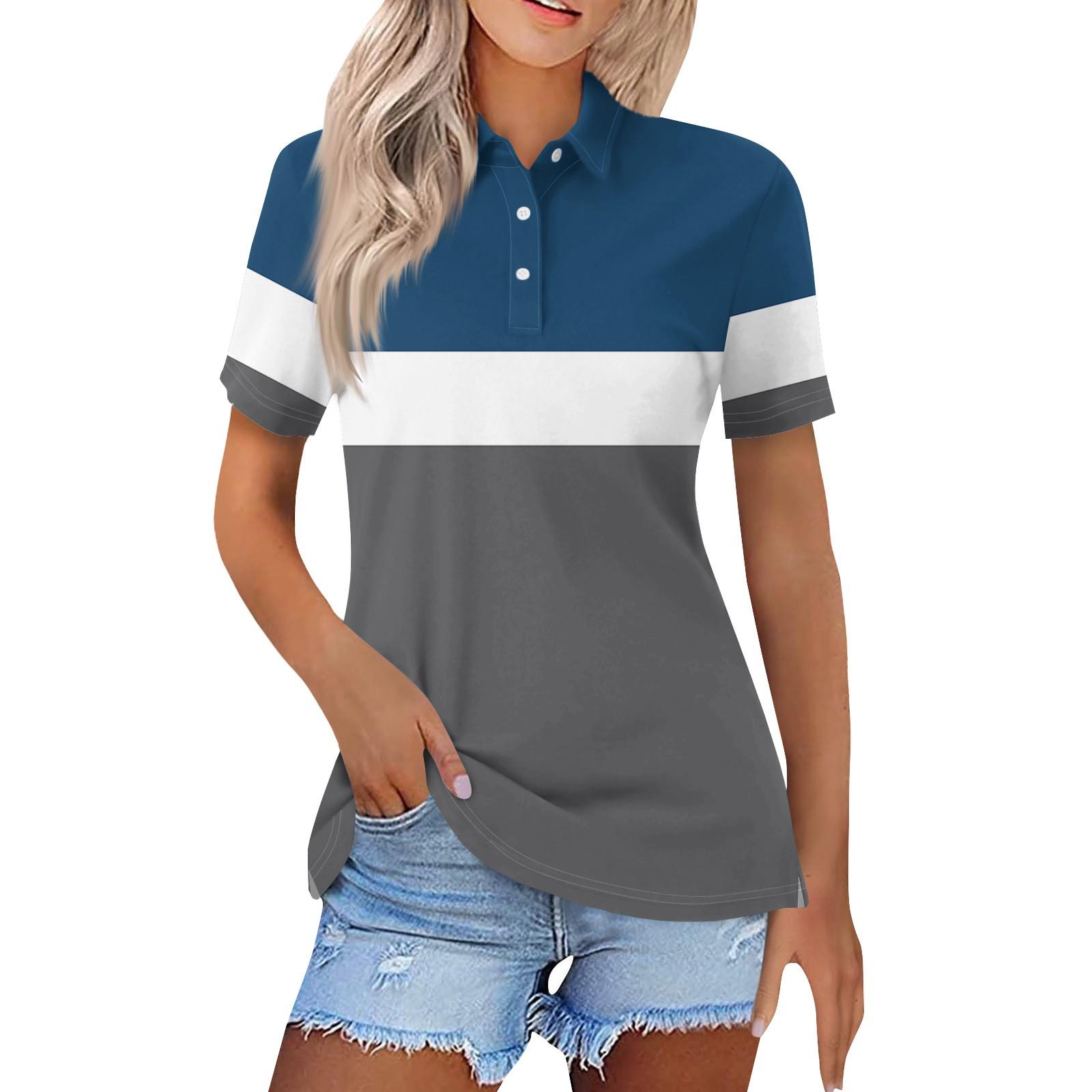 Женская модная повседневная рубашка с отворотом и коротким рукавом с принтом — фото 7