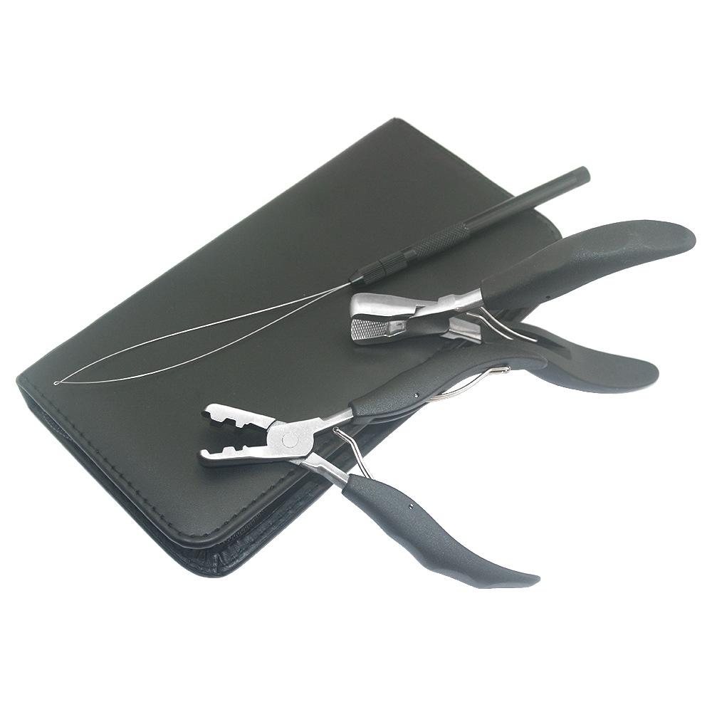Hair Extension Plier Set Hair Extension Tools Stainless Steel Beads Hair Clip Scissor for Weft Hair Extensions Micro Pliers
