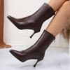 Sexy Pointed Toe High Heels Boots Women Plus Size 34-42 Back Zipper Thin Heel Ankle Boots Women Pu Leather Short Booties Mujer