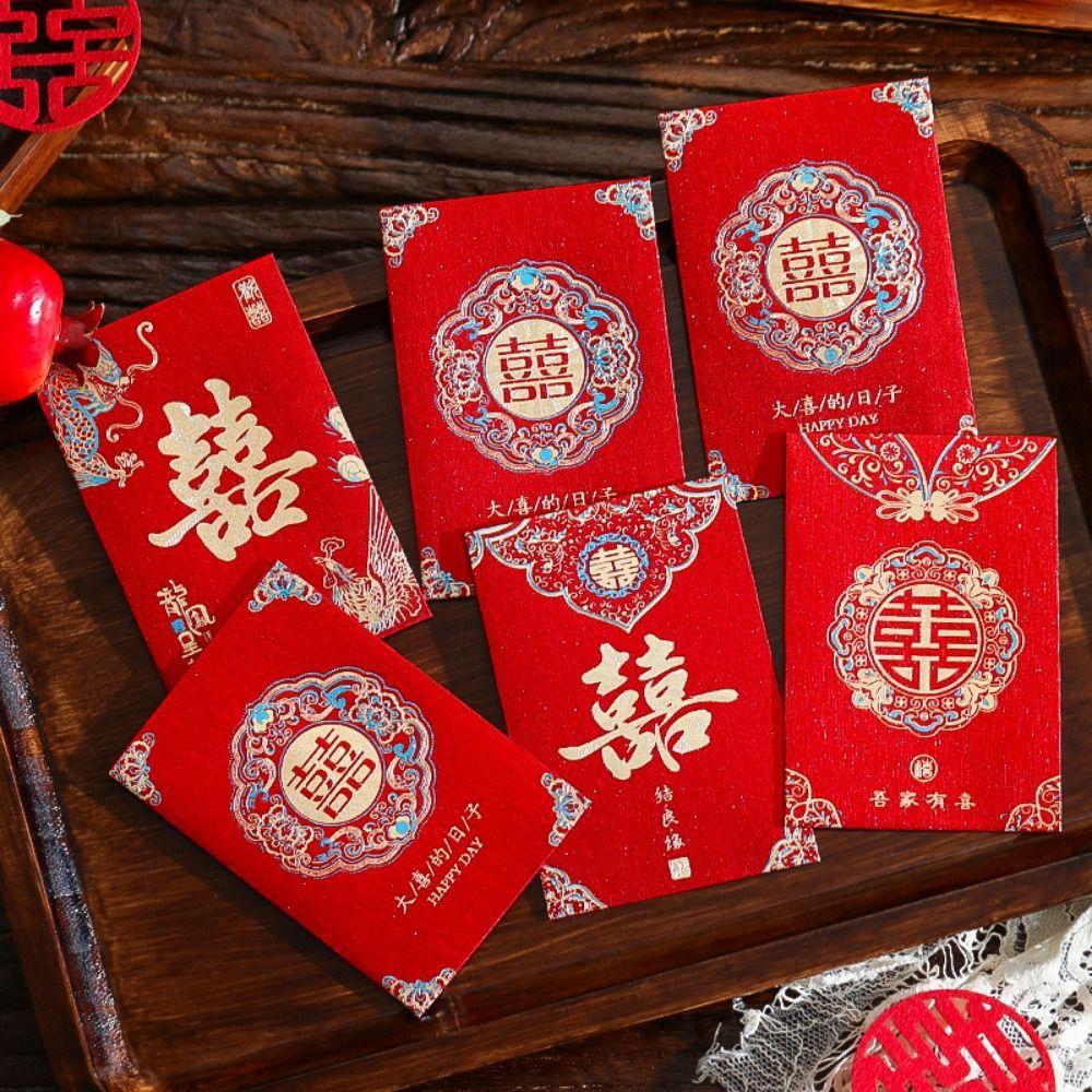 80Pcs Good Luck Blessing Multiple Patterns Hongbao Mini Red Money Pocket Traditional Sturdy Luck Money Bag Chinese New Year