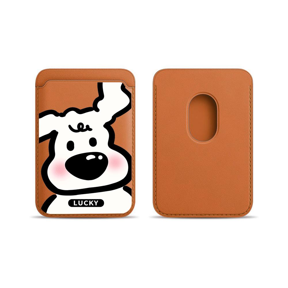 

Lucky Puppy Cute Leather Card Wallet Cover Phone Card Holder Magnetic Case Suitable For All iPhone for Magsafe Phone Back Bag