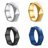 Stainless Steel Rings for Women 2024 Trend New Gold Plated Rhombic Section Women's Ring Elegant Smooth Finger Ring Woman