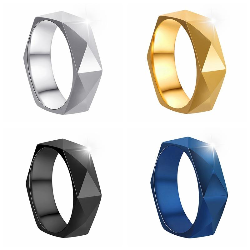 Stainless Steel Rings for Women 2024 Trend New Gold Plated Rhombic Section Women's Ring Elegant Smooth Finger Ring Woman