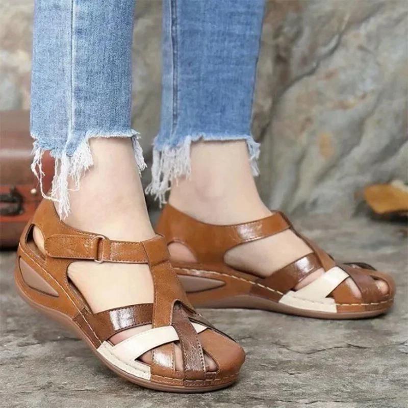 Maogu Freizeit Absatzsandale Damen Sommer Damen Runde Spitze Vintage Damen Plateau Keilsandalen Nähen Damenschuhe 2026 Trend