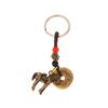 Chinese Lucky Horse Car Keychain Zodiac Brass Gourd Five Emperors Money Key Chain Metal Feng Shui Coins Lucky Key Ring
