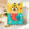 Painting Cute Cat And Fish Throw Lightweight g Flannel Blanket Soft Skinfriendly for Summer Cooling