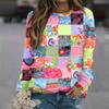 Felpa da Donna alla Moda Casual a Maniche Lunghe con Stampa Natalizia al Collo