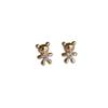 S925 Sterling Silver Gold-Plated Little Bear 3D Stud Earrings - Compact, Cute, and Unique Design