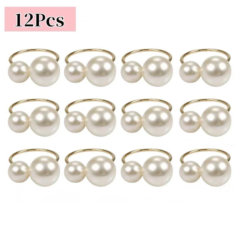 96Pcs Small Large Pearl Napkin Ring Frame, Metal Napkin Ring, Wedding Party, Holiday Banquet, Christmas Dinner, Decorative Gifts