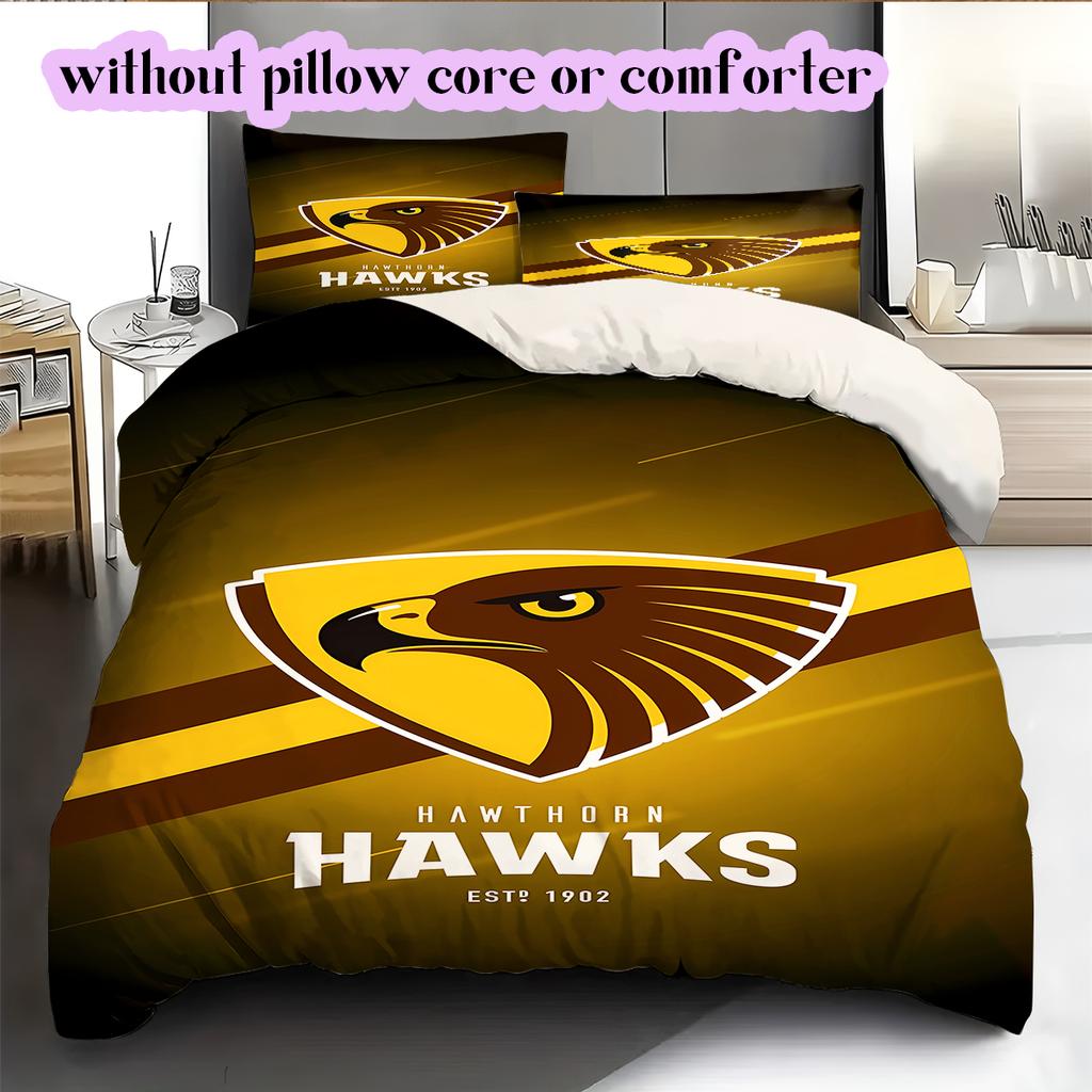 football Logo Pattern Bedding Quilt Set Quilt Cover Pillowcase Home Decoration Birthday Gift (1*duvet cover+ 2*pillowcase, without core)