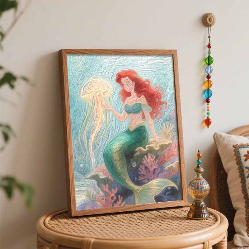 Disney Little Mermaid Jellyfish Digital Oil Painting Hand Painting Kit Diy Home Decoration