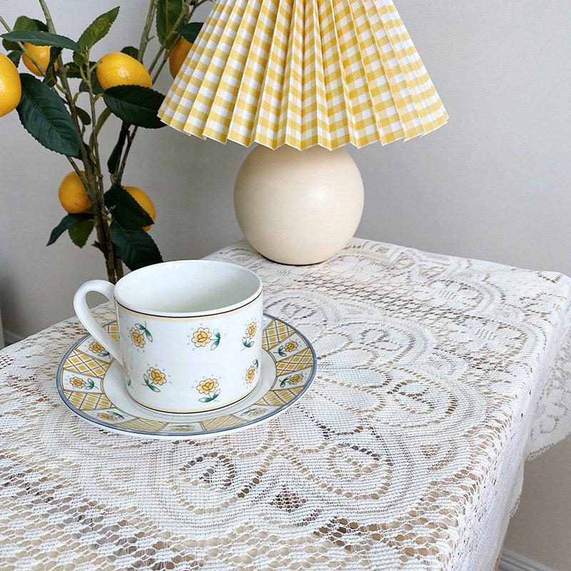 Lace Table Cloth Retro Mesh Tablecloth Rectangle Table Cover Photo Background Cloth Banquet Wedding Party Home Decor