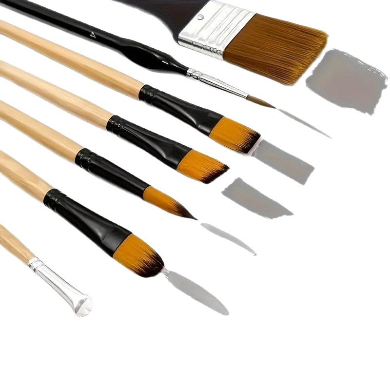 Art Oil Paint Brush 32 Pieces Set Nylon Hair Wooden Brush Hand Painted Wall Painting Watercolor Acrylic Paint Brush School