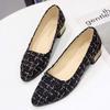 Women Flats Slip On Flat Gold Pointed Toe Casual Shoes Plaid Boat Shoes Metal Heels Female Shoes Shallow Ladies Footwears Size42