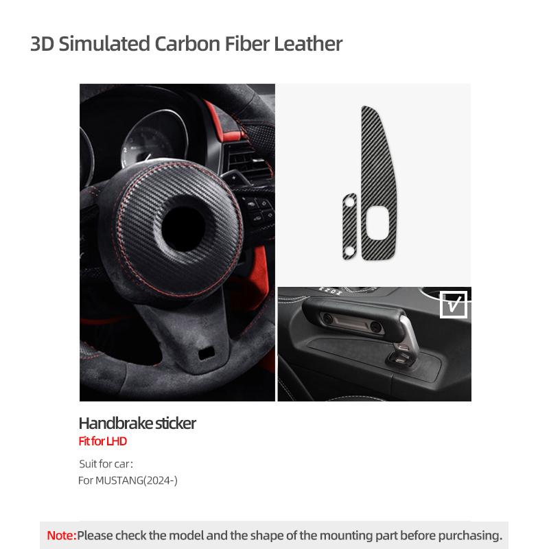 

For Ford Mustang GT 2026- Made of Alcantara/Carbon Fiber Leather Handbrake Panel Trim Sticker Car Interior Tuning Accessories