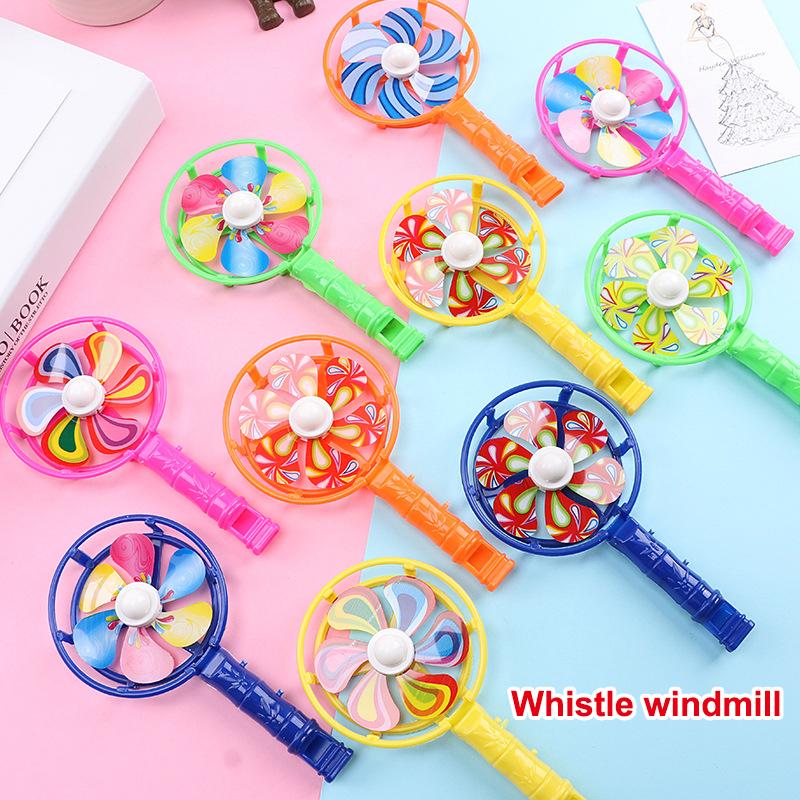 10Pcs Plastic Kids Whistle Windmill Toy Birthday Party Gifts